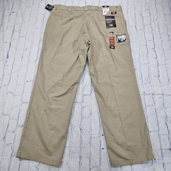 Dickies MENS SIZE 44X32 Work Pants Straight Regular Fit Khaki Cellphone Pocket - Picture 8 of 13